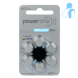 Baterie do aparatu słuchowego / procesora mowy / implantu VARTA Power One IMPLANT PLUS 675 / PR44 - 6 szt.