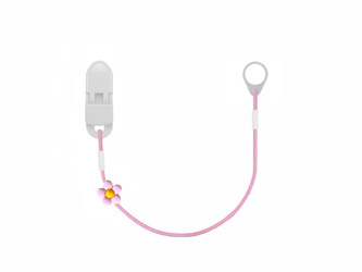 Zawieszka pojedyncza - klips do aparatu słuchowego lub procesora mowy - jasno różowa z kwiatkiem