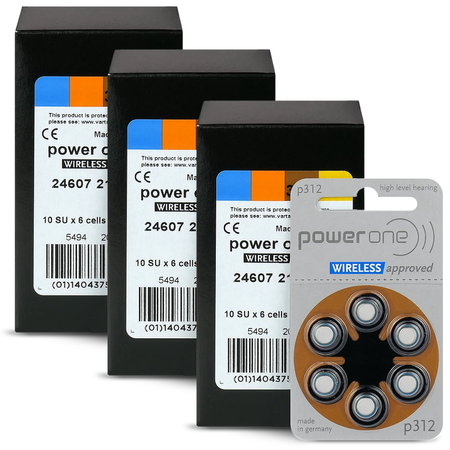 Baterie do aparatu słuchowego VARTA Power One  312 / PR41 - 180 sztuk 3x pudełko