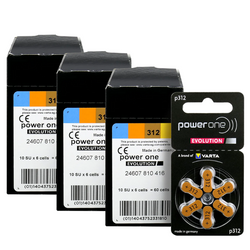 Baterie do aparatu słuchowego VARTA Power One Evolution  312 / PR41 - 180 sztuk, 3x pudełko