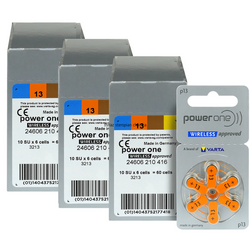 Baterie do aparatu słuchowego VARTA Power One 13 / PR48 - 180 sztuk 3x pudełko