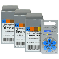 Baterie do aparatu słuchowego VARTA Power One 675 / PR44 - 180 sztuk 3x pudełko