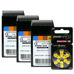 Baterie do aparatu słuchowego VARTA Power One Evolution  10 / PR70 - 180 sztuk, 3x pudełko