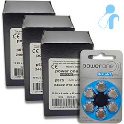 Baterie do aparatu słuchowego / procesora mowy / implantu VARTA Power One IMPLANT PLUS 675 / PR44 - 180 szt. 3x pudełko