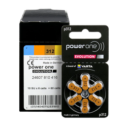 Baterie do aparatu słuchowego VARTA Power One Evolution 312 / PR41 - 60 sztuk - 1 pudełko