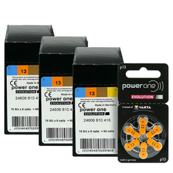 Baterie do aparatu słuchowego VARTA Power One Evolution  13 / PR48 - 180 sztuk, 3x pudełko